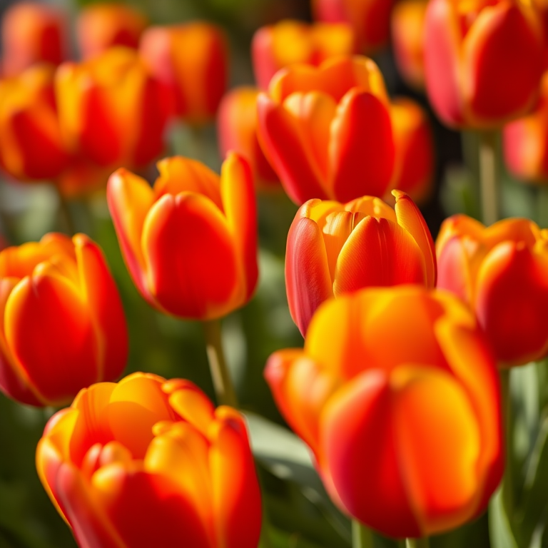 tulips in vibrant red and yellow hues, close-up view, shallow depth of field, f/2.8 aperture, 50mm lens, soft natural lighting, DSLR camera, macro photography style