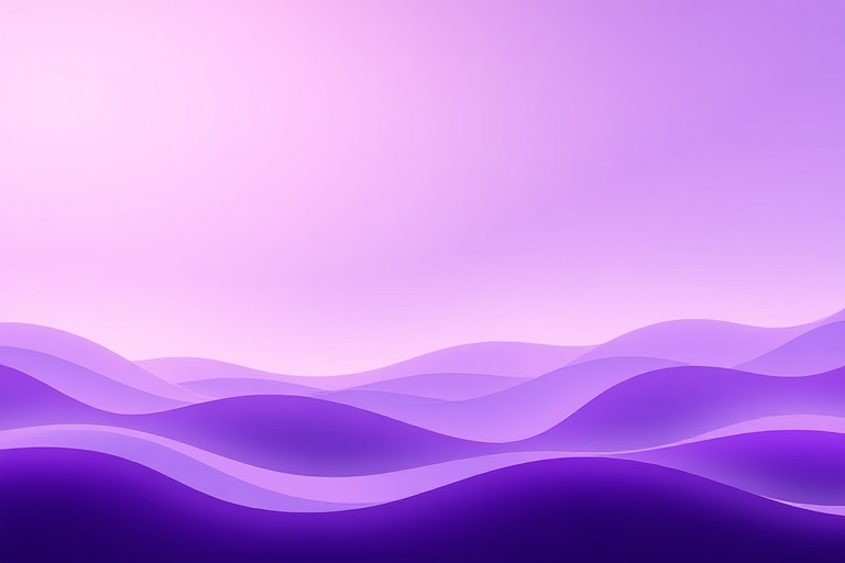 generate a smooth gradient background with wavy layers of varying shades of purple, high resolution, DSLR camera, aperture f/2.8, ISO 100, focal length 50mm, soft focus effect, landscape orientation