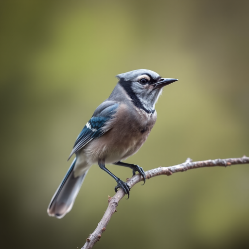 capture a close-up image of a jay bird perched on a branch with a blurred natural background, using a DSLR camera with a 50mm f/1.8 lens, aperture set to f/2.8, ISO 200, shutterspeed 1/250s, natural light, focus on the bird's texture and colors
