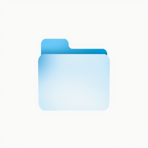 Create a smooth, gradient blue folder icon on a clean white background, shot with a Canon EOS R5, 50mm lens, aperture set to f/2.8, shutter speed 1/100s, and ISO 100 for optimal clarity and detail.