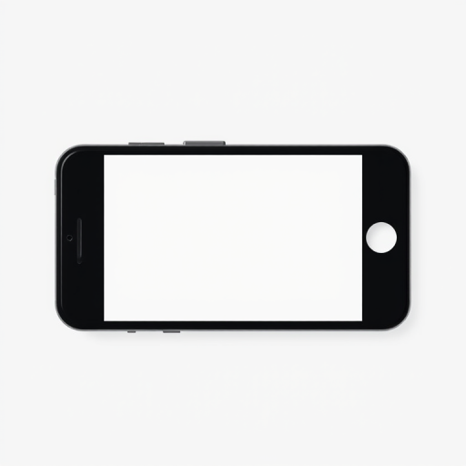 Generate a sleek black smartphone with a blank screen, shot from a front view at a 50mm focal length, aperture set to f/2.8 for a shallow depth of field, employing a DSLR camera type to enhance image quality.