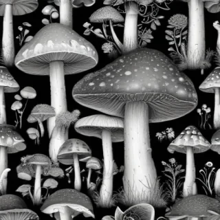 mushroom clipart black and white