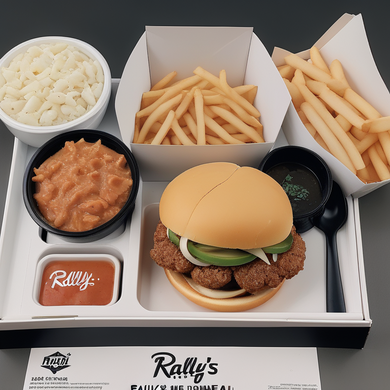 Delicious Fast Food Meal Featuring a Chicken Sandwich and Sides Galore.