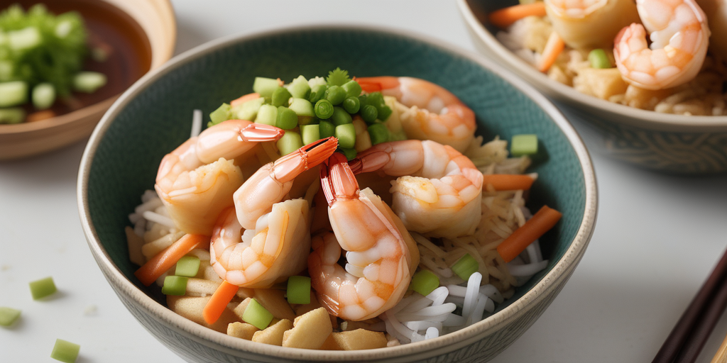 shrimp eggroll in a bowl