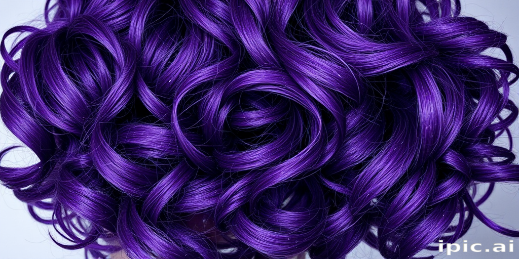 Deep purple hair with scattered holographic glitter throughout, styled in voluminous curls that catch the light and shimmer with every movement, creating a galactic allure called Cosmic Nebula