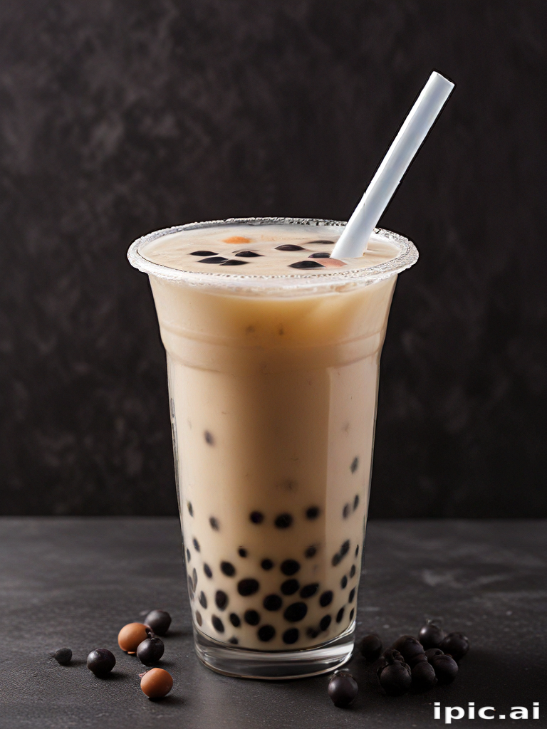 Deliciously Refreshing Bubble Tea with Tapioca Pearls and Creamy Milk Base