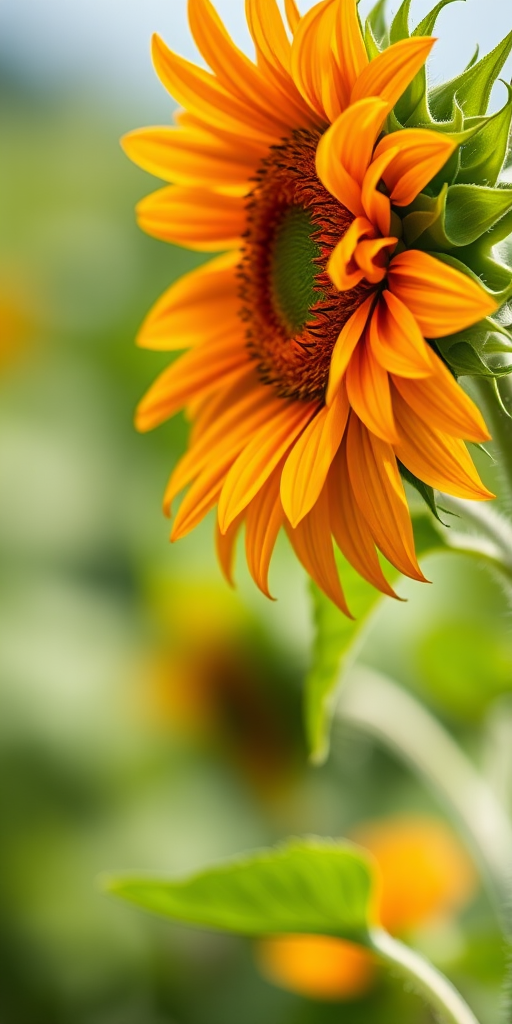 photograph a vibrant sunflower in full bloom with a blurred green background using a Canon EOS 5D Mark IV, aperture f/2.8, shutter speed 1/250 sec, ISO 100, macro view, natural light