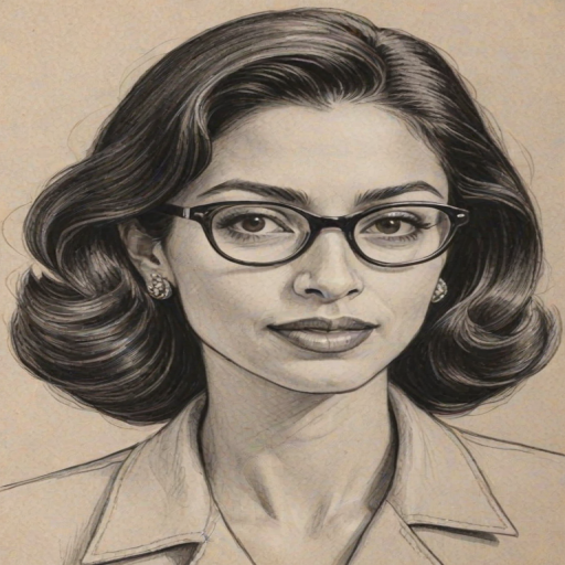 Enticing Huma Abedin, pencil sketch, portrait of Delightful woman 1950s in glasses, hair style beatnik, outline, clear lines, fine lines, 8k