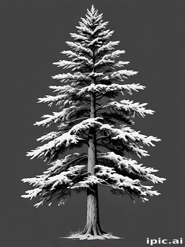 black and white pine tree clipart