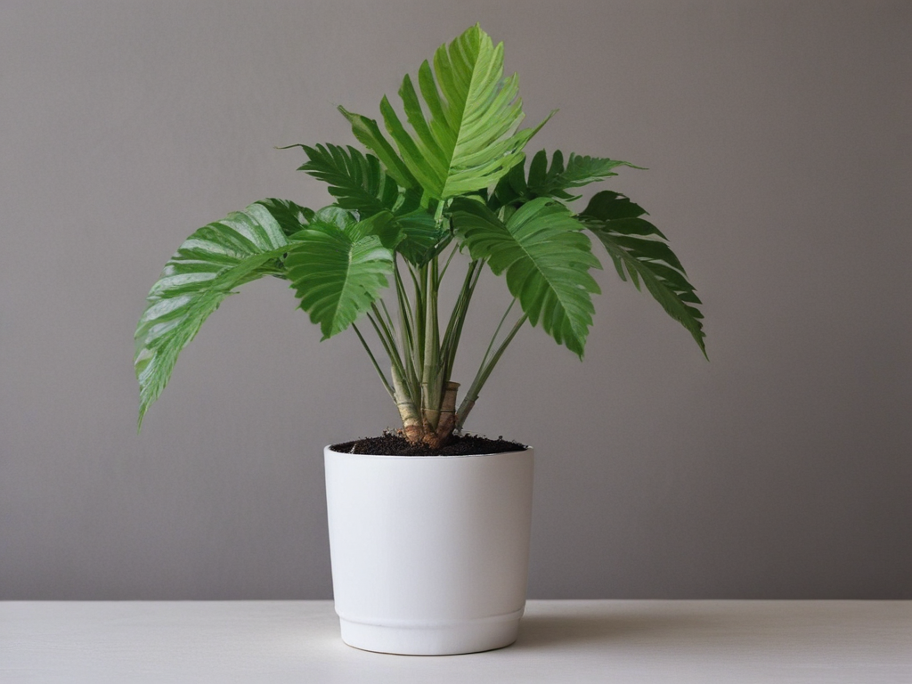 Tarsh big plant with metal/paper tarsh in the pot