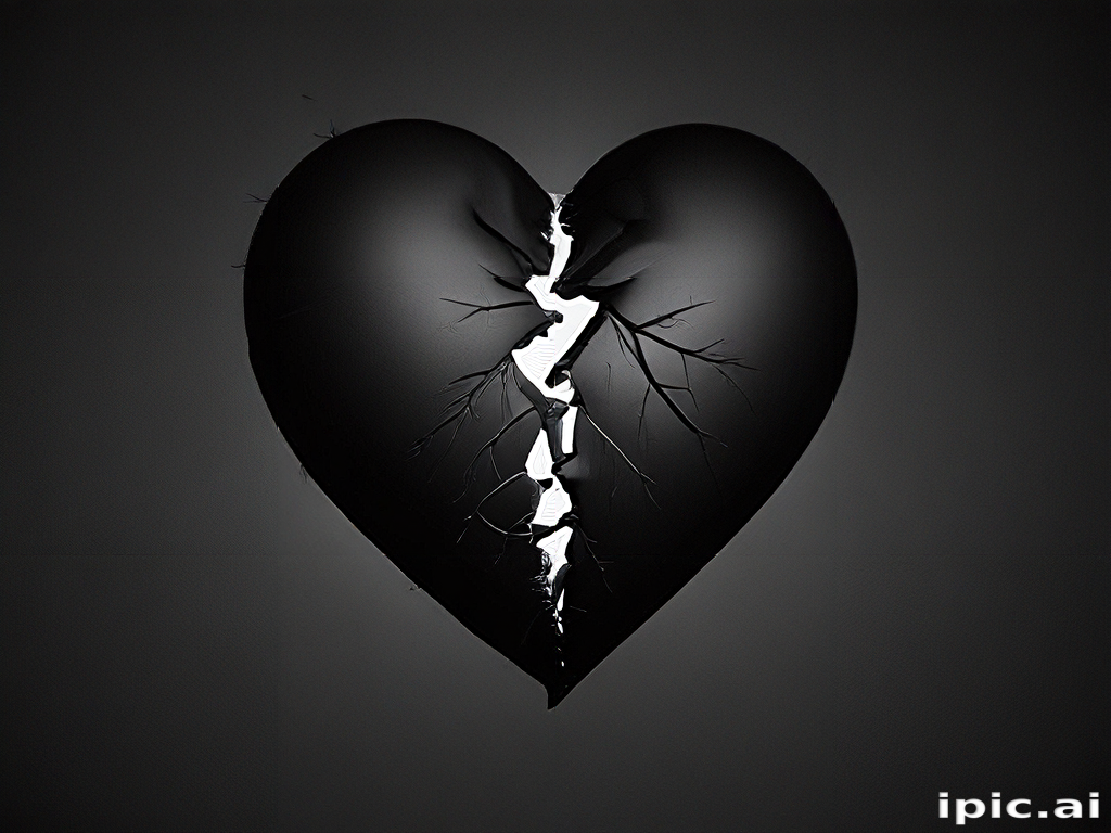 Heart Ripping Apart Heartbreak: A Darkened Heart Split Apart, Symbolizing Lost Love and Pain