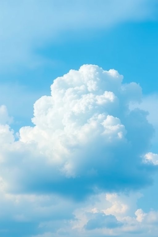 Generate a vibrant blue cloud illustration with a smooth gradient, using a 50mm lens on a DSLR camera set to f/8, ISO 100, with a medium depth of field from a slight high angle view.