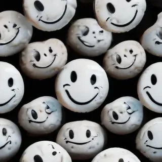 white smiley face black background