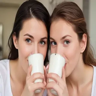 lesbians drinking milk