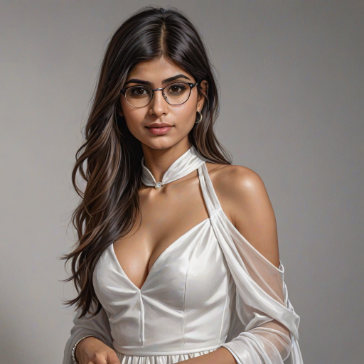 mia khalifa, digital painting,  digital illustration,  stunning girl, make up , white silk dress extreme detail,  digital art,  4k,  ultra hd