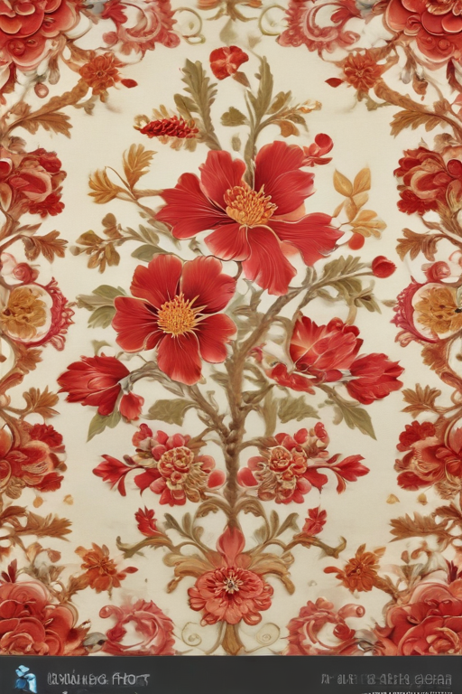 Vibrant Floral Pattern Featuring Bold Red Flowers on a Soft Background