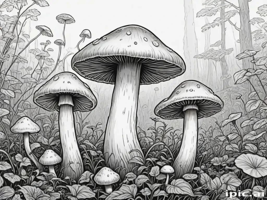 mushroom line art