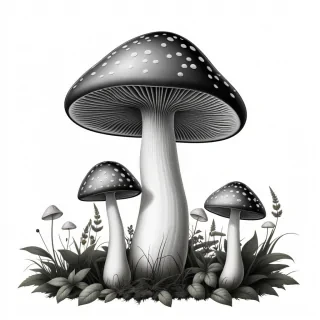 mushroom clipart black and white