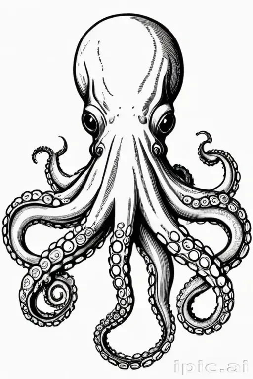 octopus clipart black and white