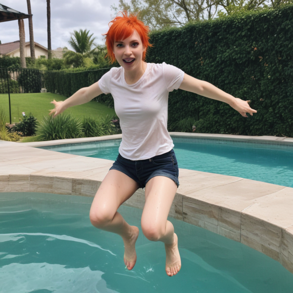 Free Ai Image Generator - High Quality and 100% Unique Images - iPic.Ai Hayley  Williams jumping into a pool