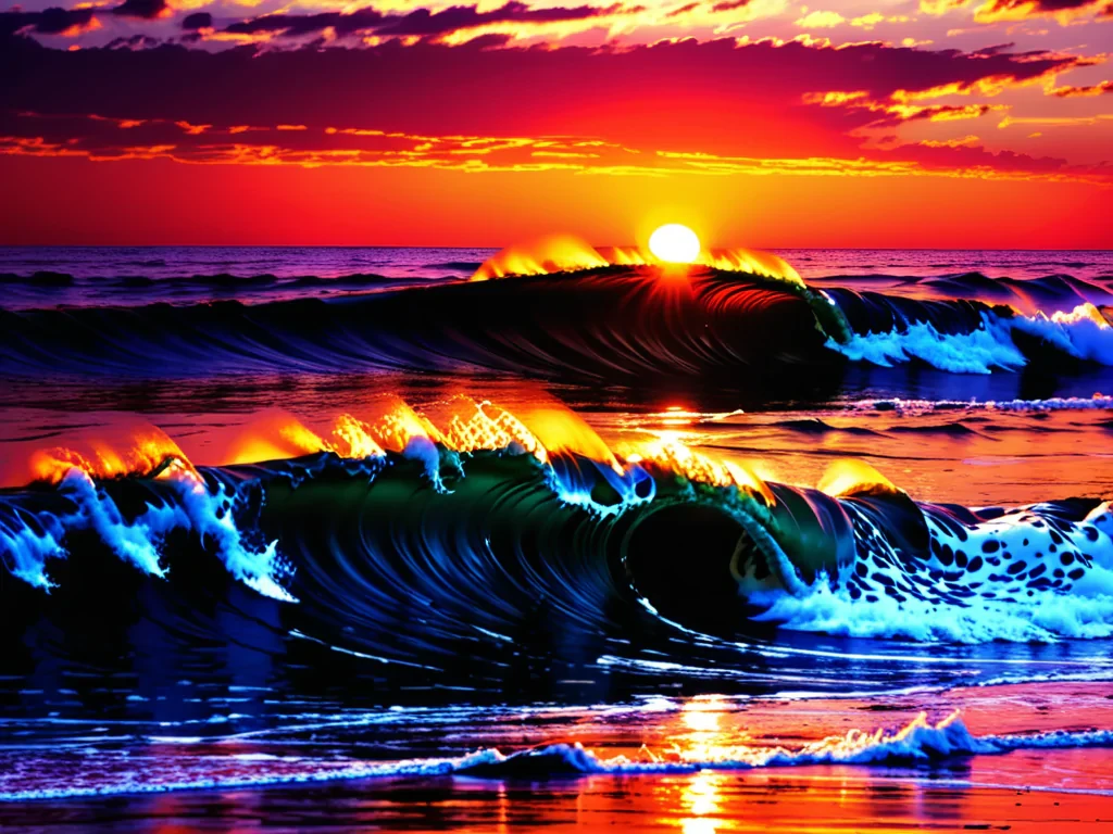 sunset waves wallpaper