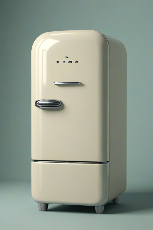 Refrigerator,retro,rounded,Individual object,a computer rendering,simple_background,octane render,morphyrichards