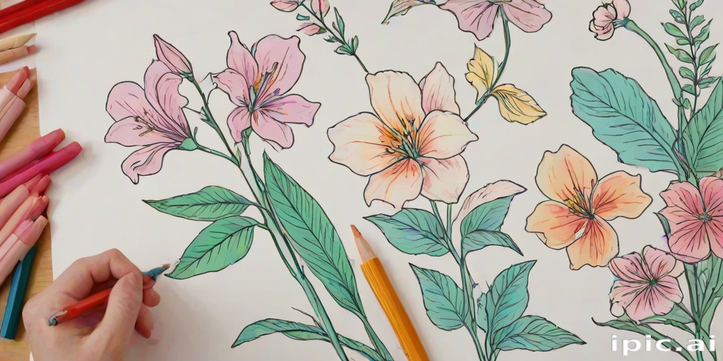 color drawing flowers