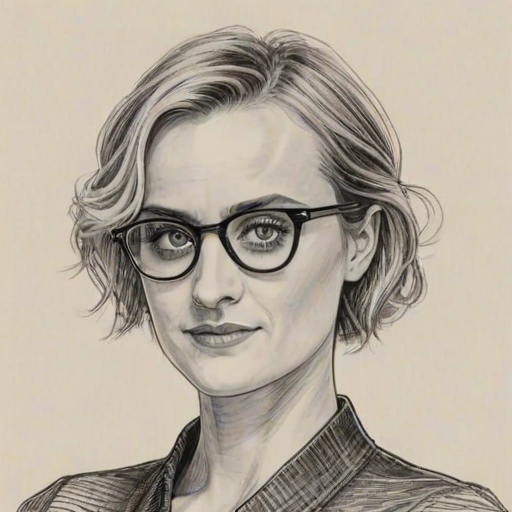 Appealing Taylor Schilling, pencil sketch, portrait of Enticing woman 1927s in glasses, hair style beatnik, outline, clear lines, fine lines, 8k