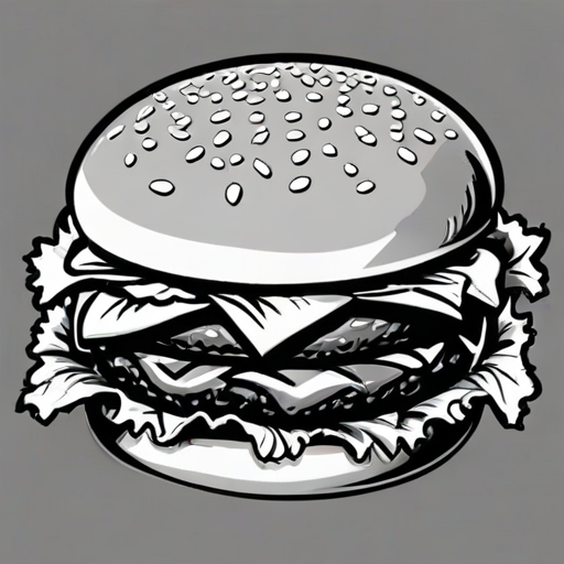 hamburger clipart black and white