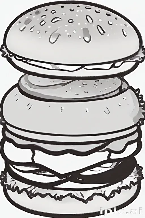hamburger clipart black and white