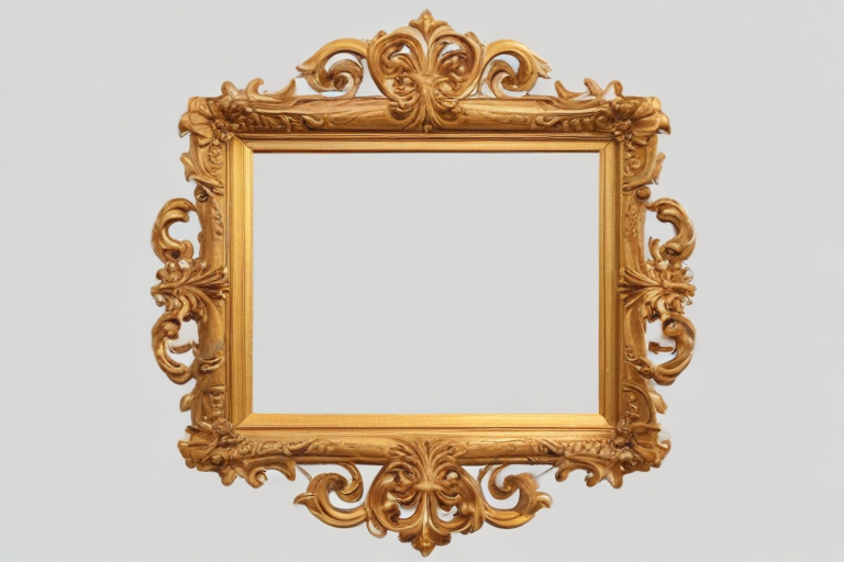 Ornate Golden Picture Frame with Intricate Floral Designs and Patterns