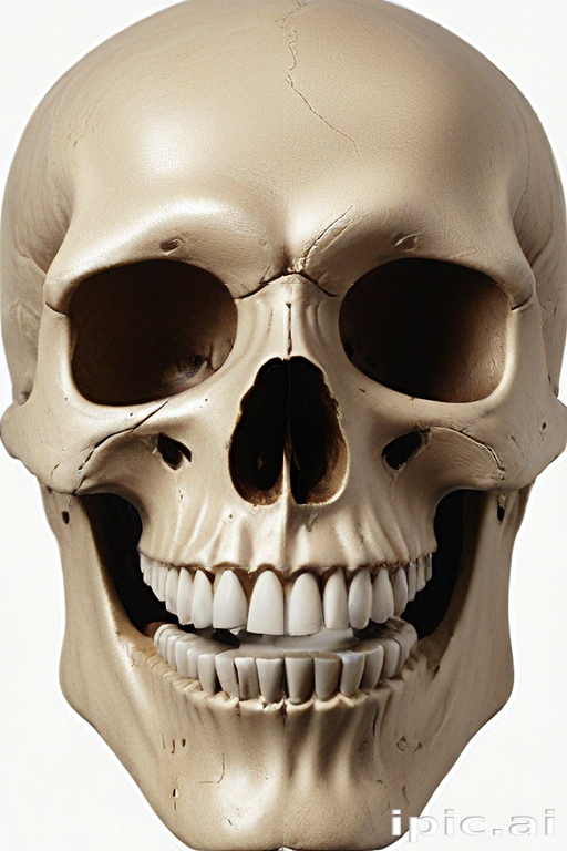 Realistic Human Skull Model Displaying Intricate Details and Natural Teeth