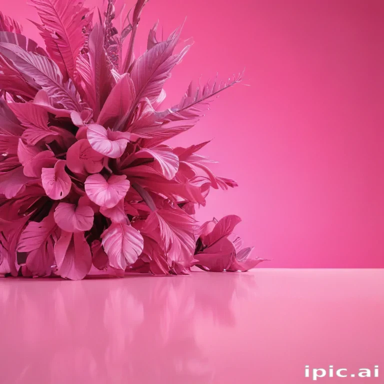 Vibrant Pink Floral Arrangement Against a Bold Pink Background Display
