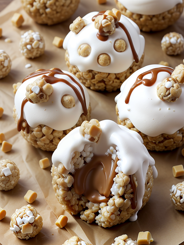 marshmallow caramel rice krispie balls