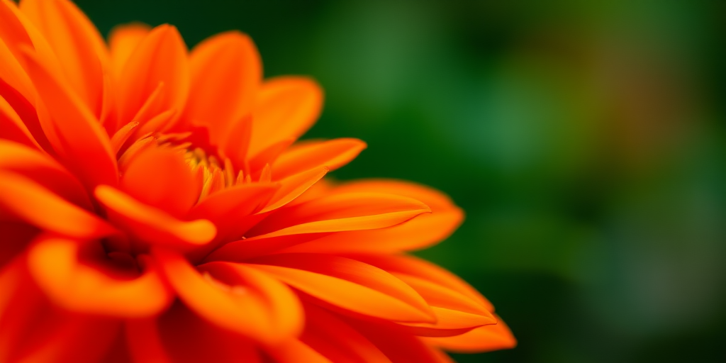 Capture a detailed close-up of an orange flower with layered petals, blurred green background, using a Canon EF 100mm f/2.8L Macro IS USM lens, aperture f/2.8, 1/200 sec shutter speed, ISO 200, soft natural light.