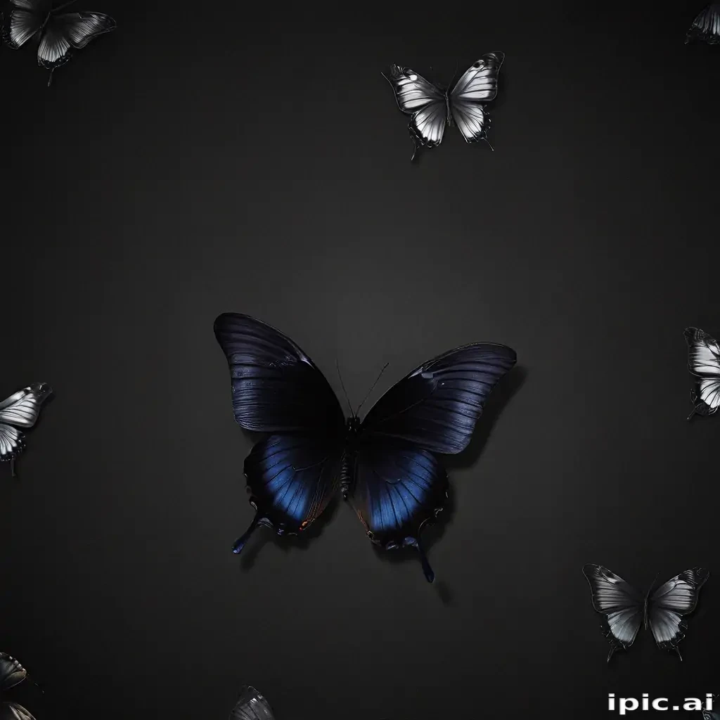 black wallpaper butterfly