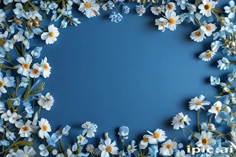 blue background with flowers