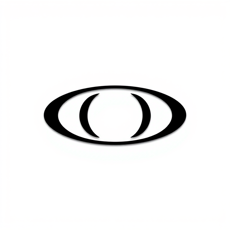 Generate a high-quality image of a minimalist black logo on a white background, using a DSLR camera with a 50mm lens, aperture set to f/1.8, ISO 100, with a soft focus effect and high contrast lighting.