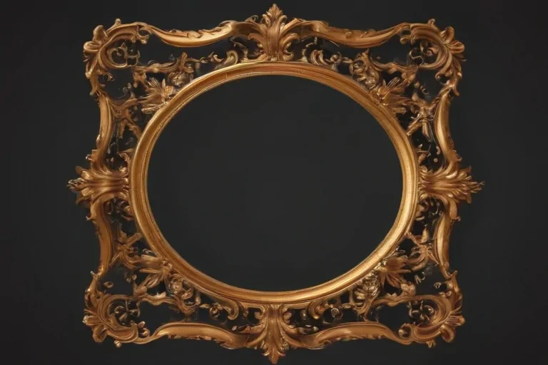 Ornate Golden Picture Frame with Intricate Floral Designs and Patterns