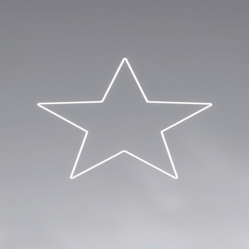 Create a high-resolution digital image of a simple outline star on a transparent background, using a DSLR camera with a 50mm lens, aperture f/2.8, ISO 100, and a shallow depth of field to enhance focus on the star shape.