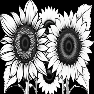 clip art sunflower black and white