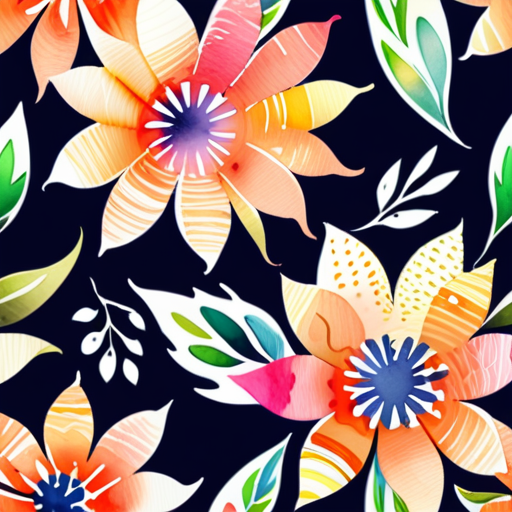 Vibrant Floral Pattern Featuring Colorful Flowers Against a Dark ...