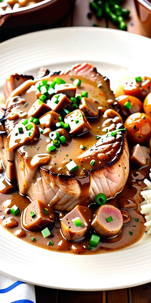 smothered pork chops in brown gravy