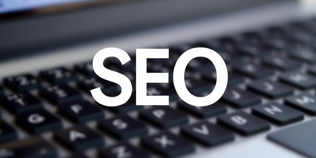Create an image of the word SEO prominently displayed over a blurred computer keyboard background with a soft-focus effect, using a DSLR camera with a 50mm lens, f/1.8 aperture, ISO 100, and a shallow depth of field to enhance clarity and detail.