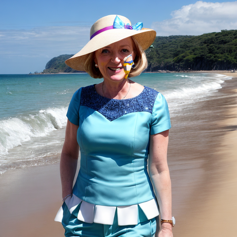 liz truss on the beach