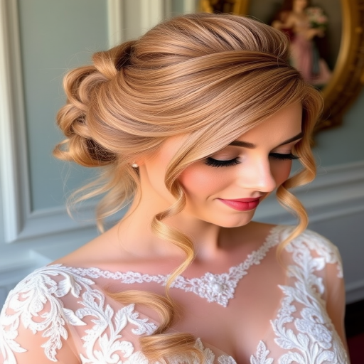Romantic rose gold waves styled in a vintage-inspired half-up bouffant with soft tendrils framing the face, named "Blush Blossom" evoking timeless elegance and femininity