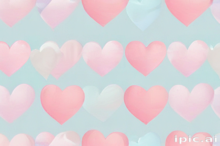 Whimsical Pattern of Soft Pink Hearts on a Light Blue Background