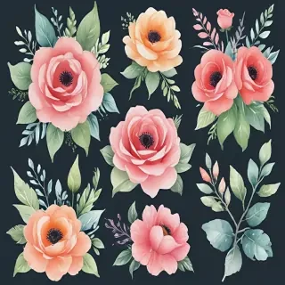 watercolor flowers clipart