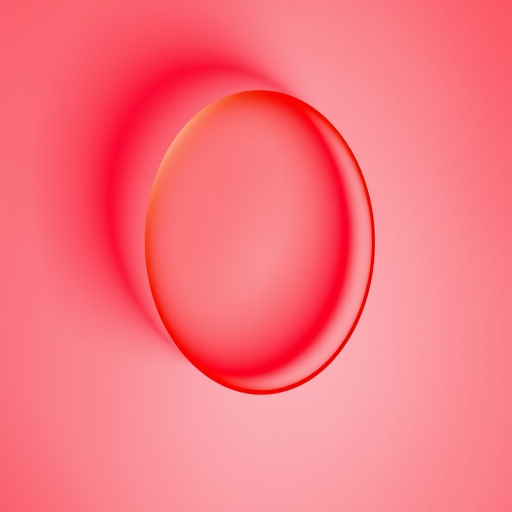Create a vibrant red circular gradient on a smooth background, using a DSLR camera, aperture f/2.8, shutter speed 1/125s, ISO 100, with a top-down view and soft focus to enhance depth.