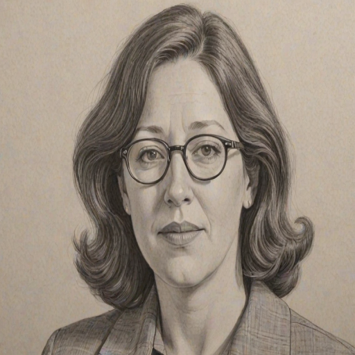 Resplendent Ann Dowd, pencil sketch, portrait of Fascinating woman 1966s in glasses, hair style beatnik, outline, clear lines, fine lines, 8k
